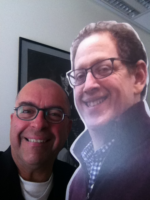 The real Mel Rosenberg in a selfie with the cardboard cutout of Jeff Pulver