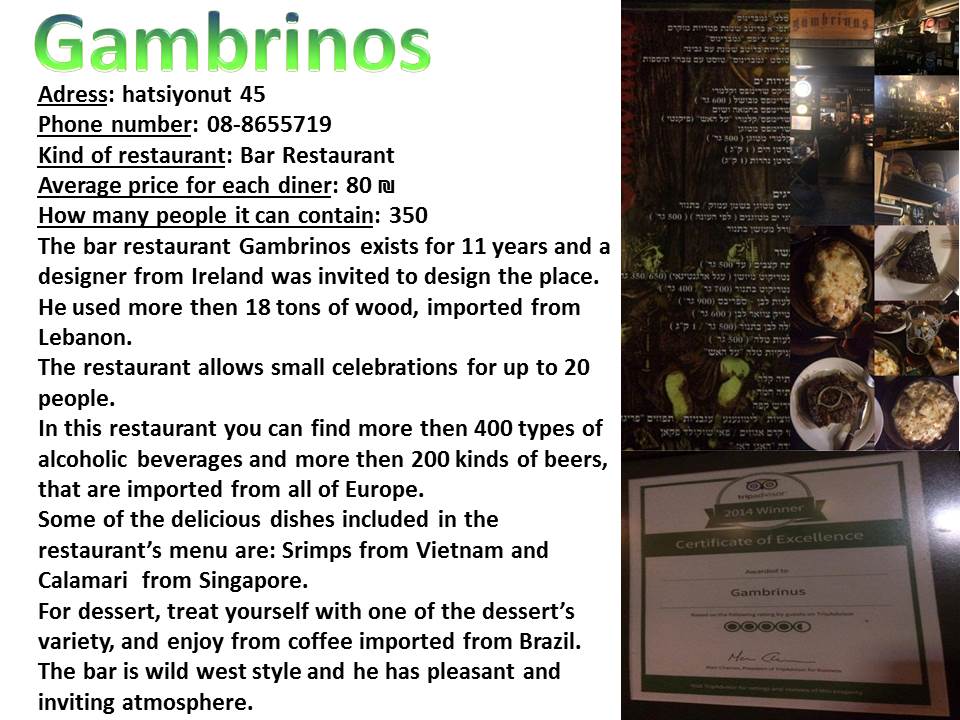 Restaurants in Ashdod by esther - Ourboox.com