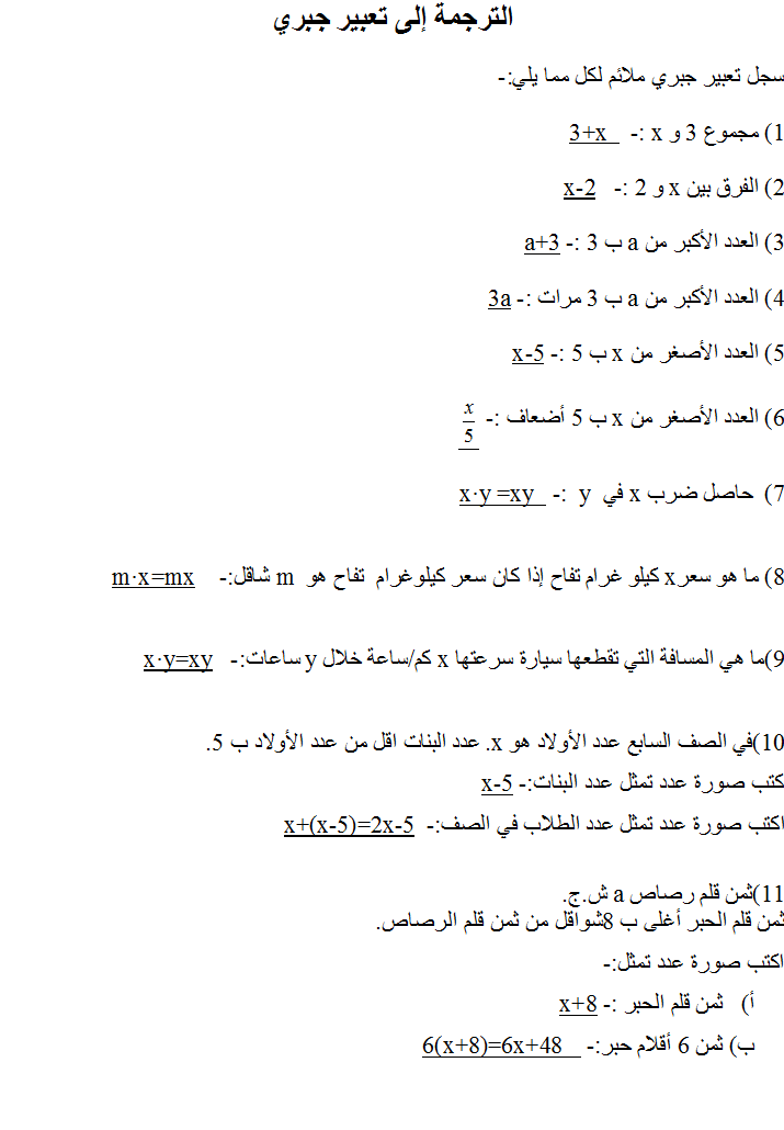 التعابير الجبرية by hala egbaria - Illustrated by هالة اغبارية & يوسف اغبارية & وجدان محاجنة - Ourboox.com