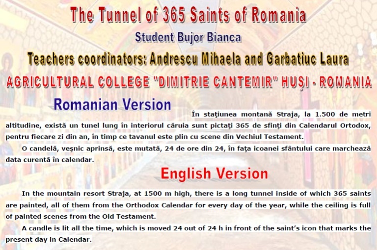 7 WONDERS OF YOUR COUNTRY The Agricultural College ”Dimitrie Cantemir” HUSI – ROMANIA Teachers coordinators Andrescu Mihaela and Garbatiuc Laura by Andrescu Mihaela - Ourboox.com