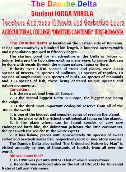 7 WONDERS OF YOUR COUNTRY The Agricultural College ”Dimitrie Cantemir” HUSI – ROMANIA Teachers coordinators Andrescu Mihaela and Garbatiuc Laura by Andrescu Mihaela - Ourboox.com