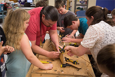 students building something