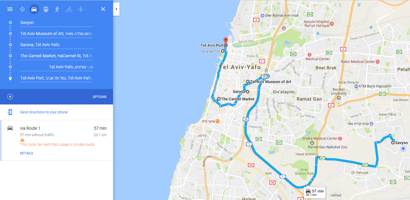 אורך המסלול(שעה): 57 דקות