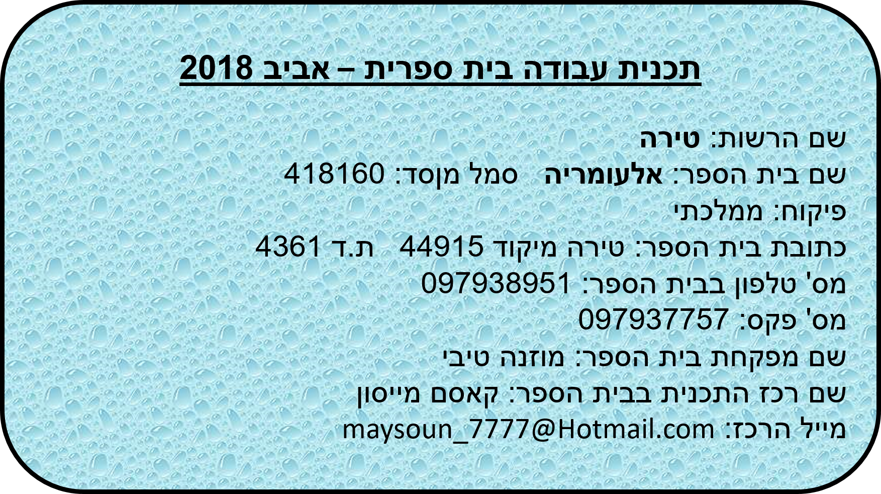 בית ספר אלעומריה – תכנית עבודה של חופשת אביב by Honaida - Ourboox.com