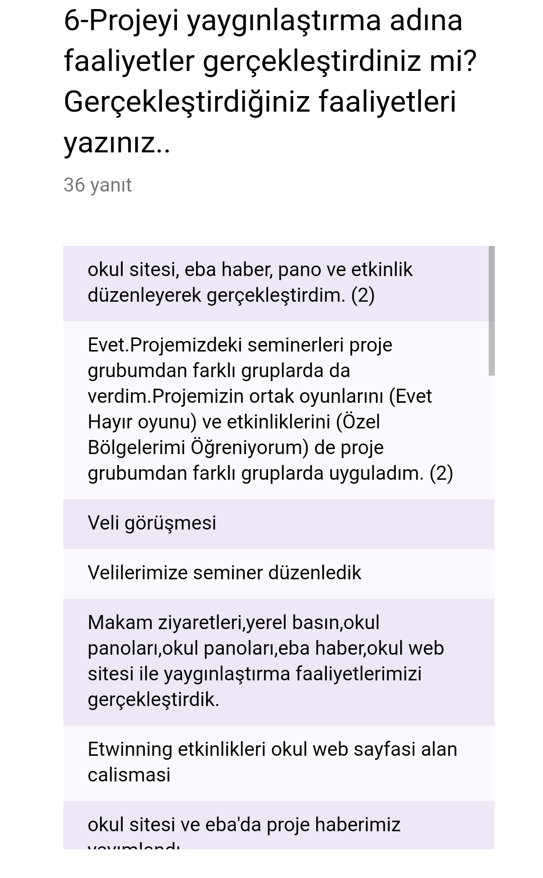 SINIRLARI AŞMA PROJESİ PROJE YÜRÜTÜCÜLERİ DEĞERLENDİRİLMESİ ANKET SONUÇLARI by İlkin NADAROĞLU - Ourboox.com