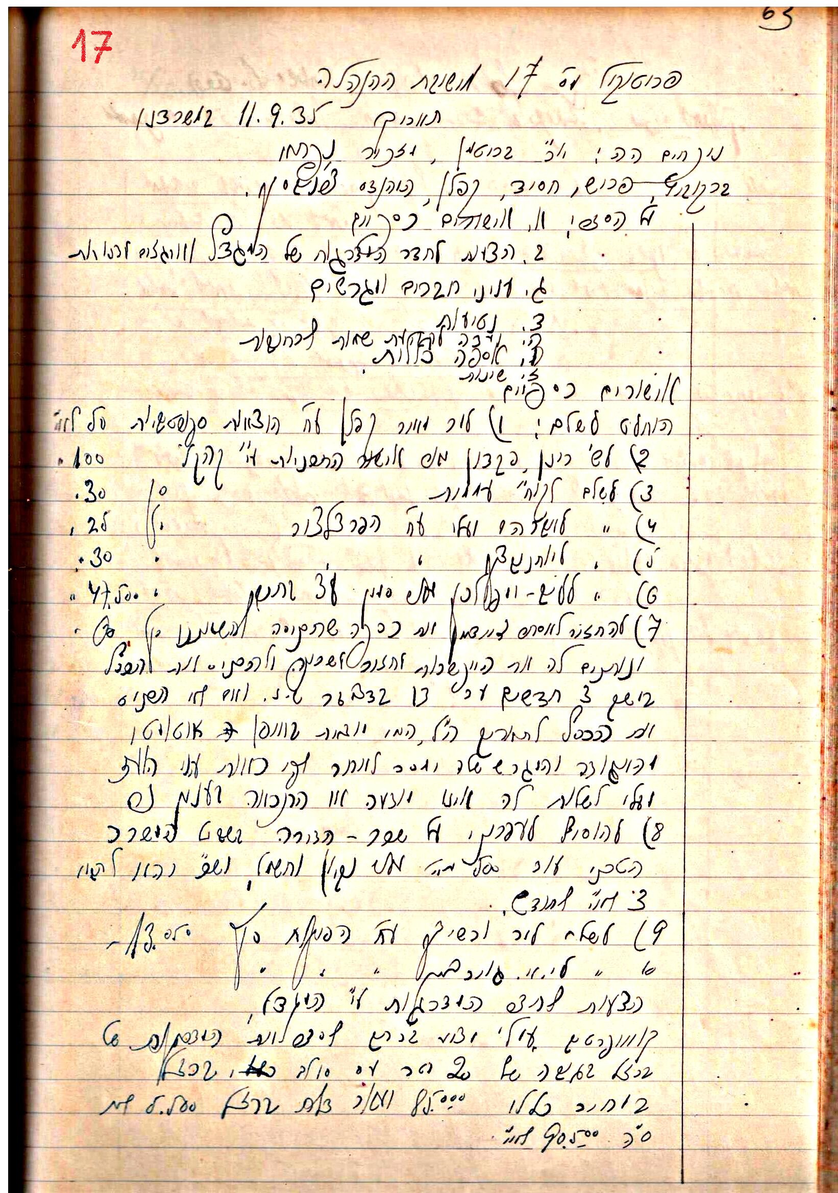 פרוטוקול 1- הנהלה – 27.5.37 – 20.3.35 by riki deri - Illustrated by מוזיאון בית גרושקביץ / כרך1 - Ourboox.com