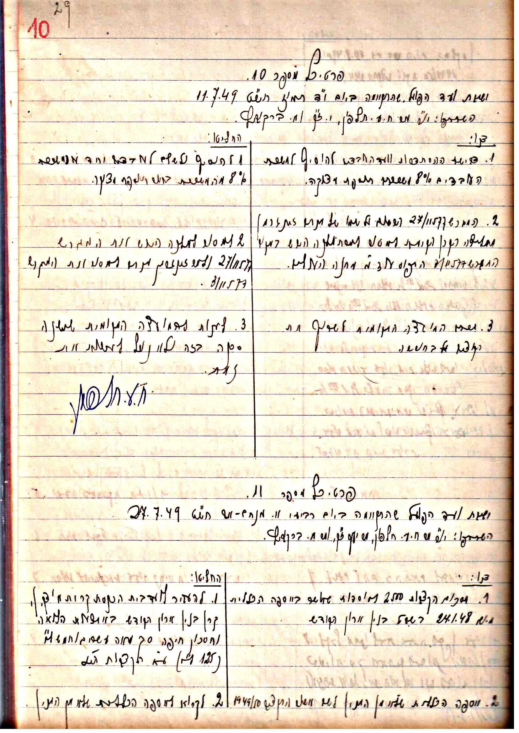 פרוטוקול 3 – הנהלה – 23.11.54 – 22.8.48 by riki deri - Illustrated by מוזיאון בית גרושקביץ - Ourboox.com