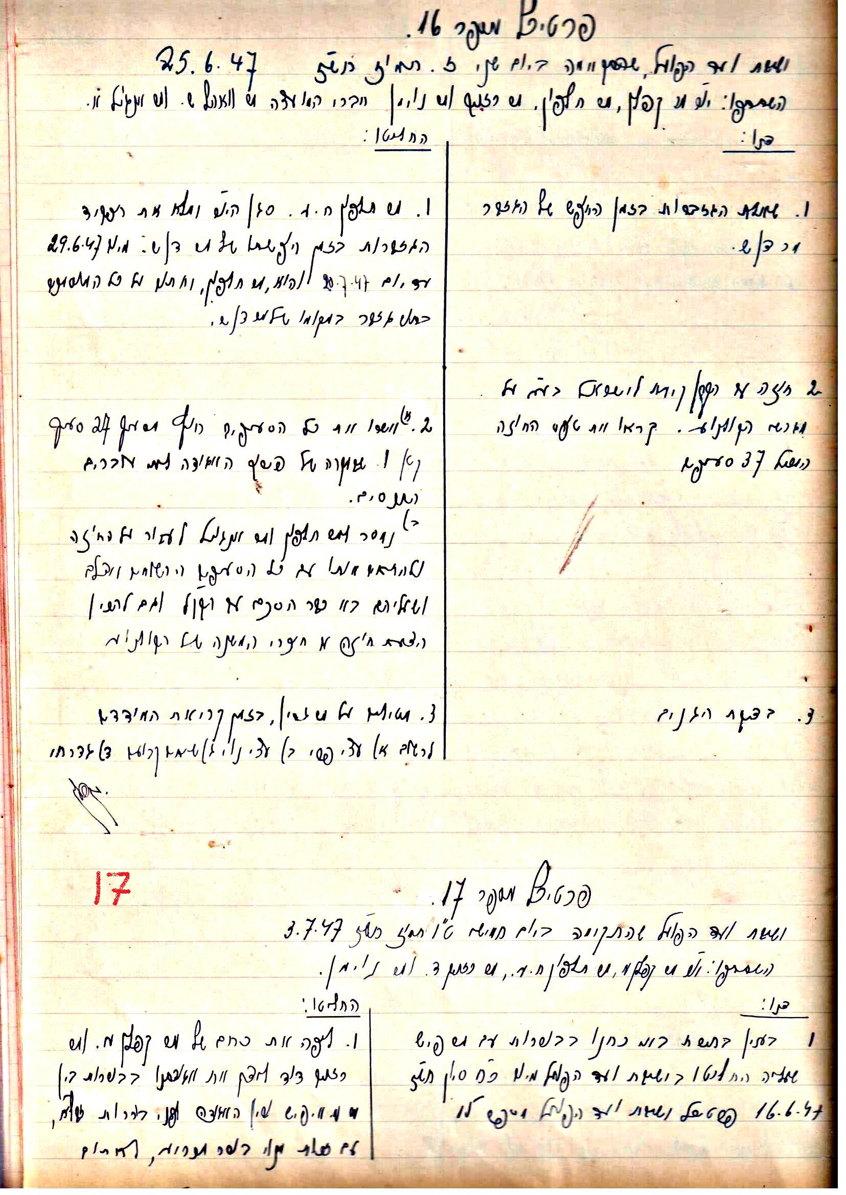 פרוטוקול 2 – הנהלה – 18.7.48 – 27.7.37 by riki deri - Illustrated by מוזיאון בית גרושקביץ / כרך 2 - Ourboox.com