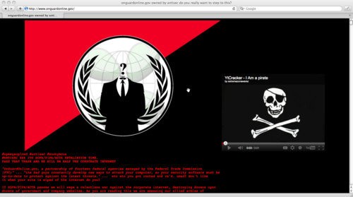 צילום מסך שצולם בעת תקיפה של אנונימוס על אתר ממשלתי אמריקאי