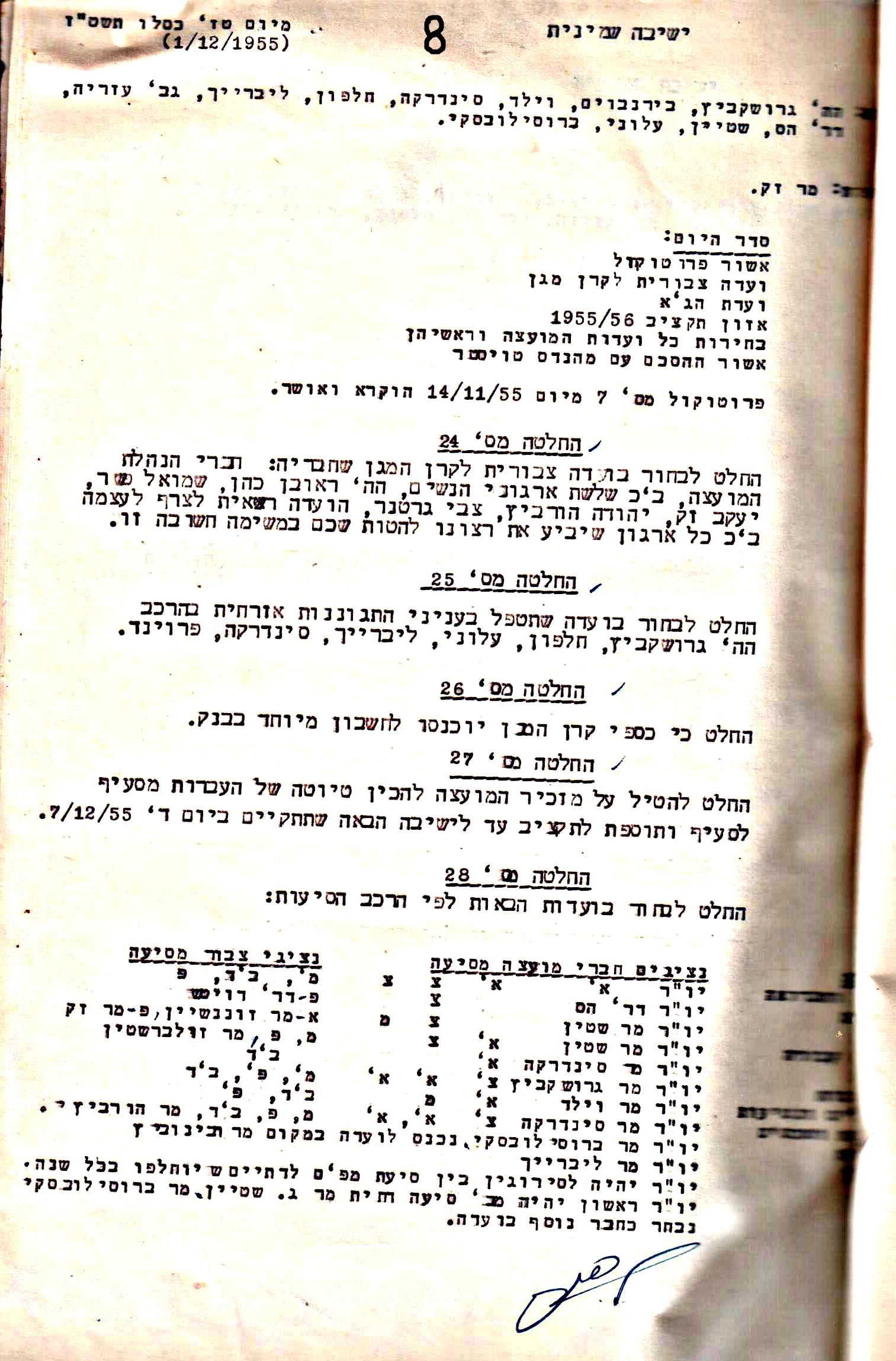 פרוטוקול 5 – הנהלה – 26.10.59 – 6.10.55 by riki deri - Illustrated by  מוזיאון בית גרושקביץ / כרך 5 - Ourboox.com