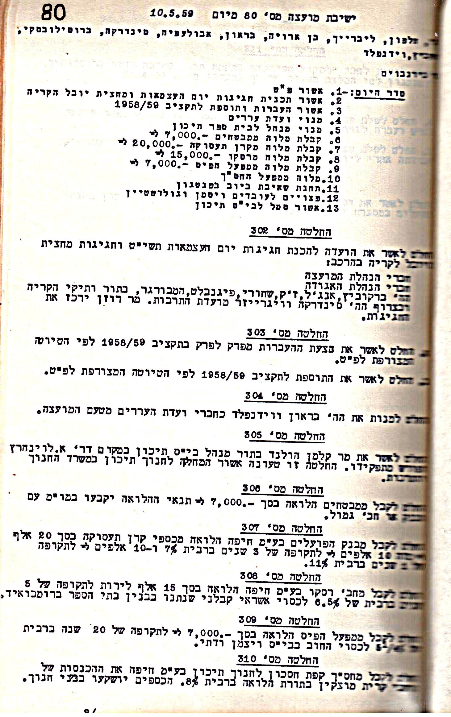 פרוטוקול 5 – הנהלה – 26.10.59 – 6.10.55 by riki deri - Illustrated by  מוזיאון בית גרושקביץ / כרך 5 - Ourboox.com