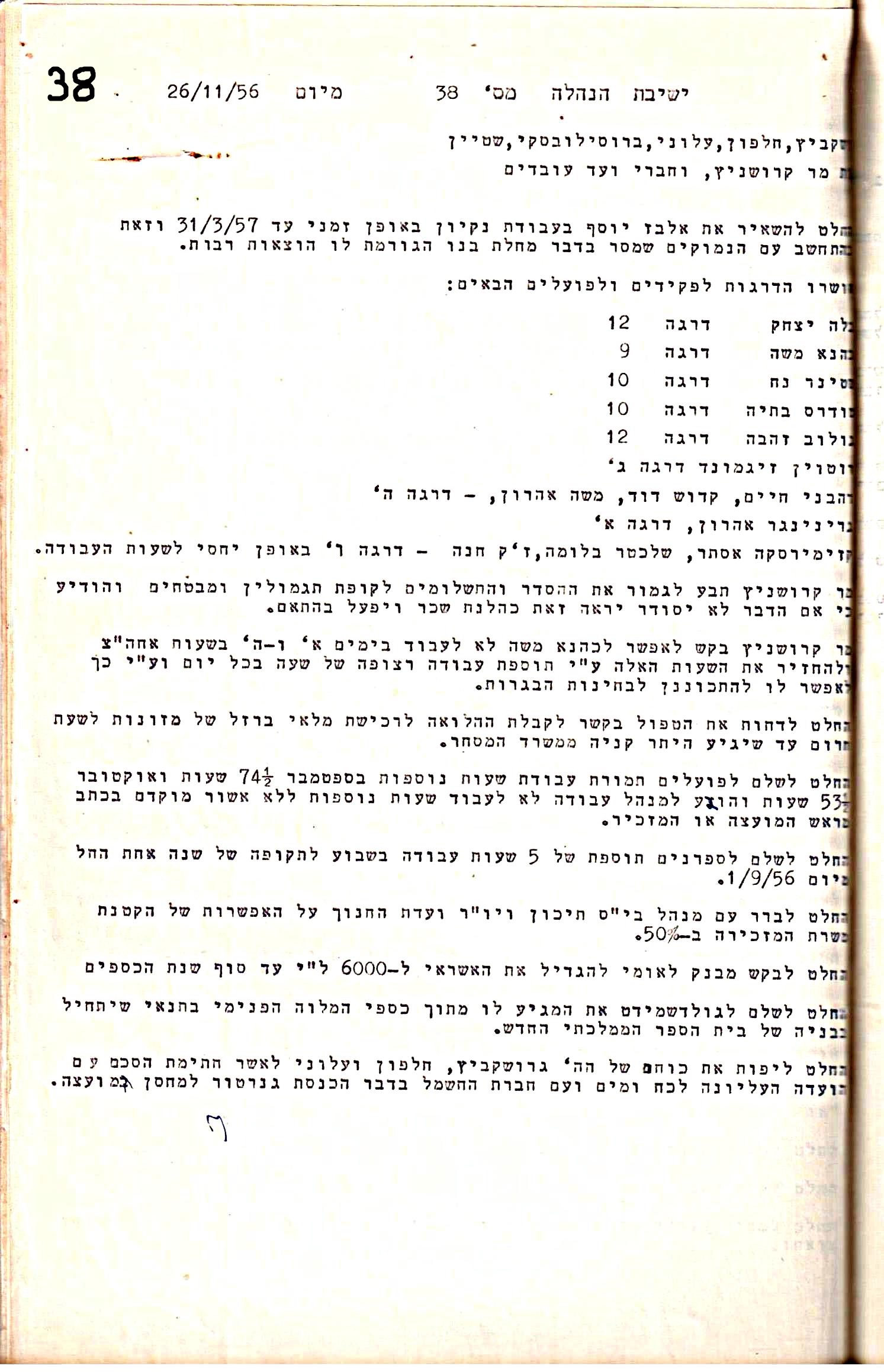 פרוטוקול 5 – הנהלה – 26.10.59 – 6.10.55 by riki deri - Illustrated by  מוזיאון בית גרושקביץ / כרך 5 - Ourboox.com