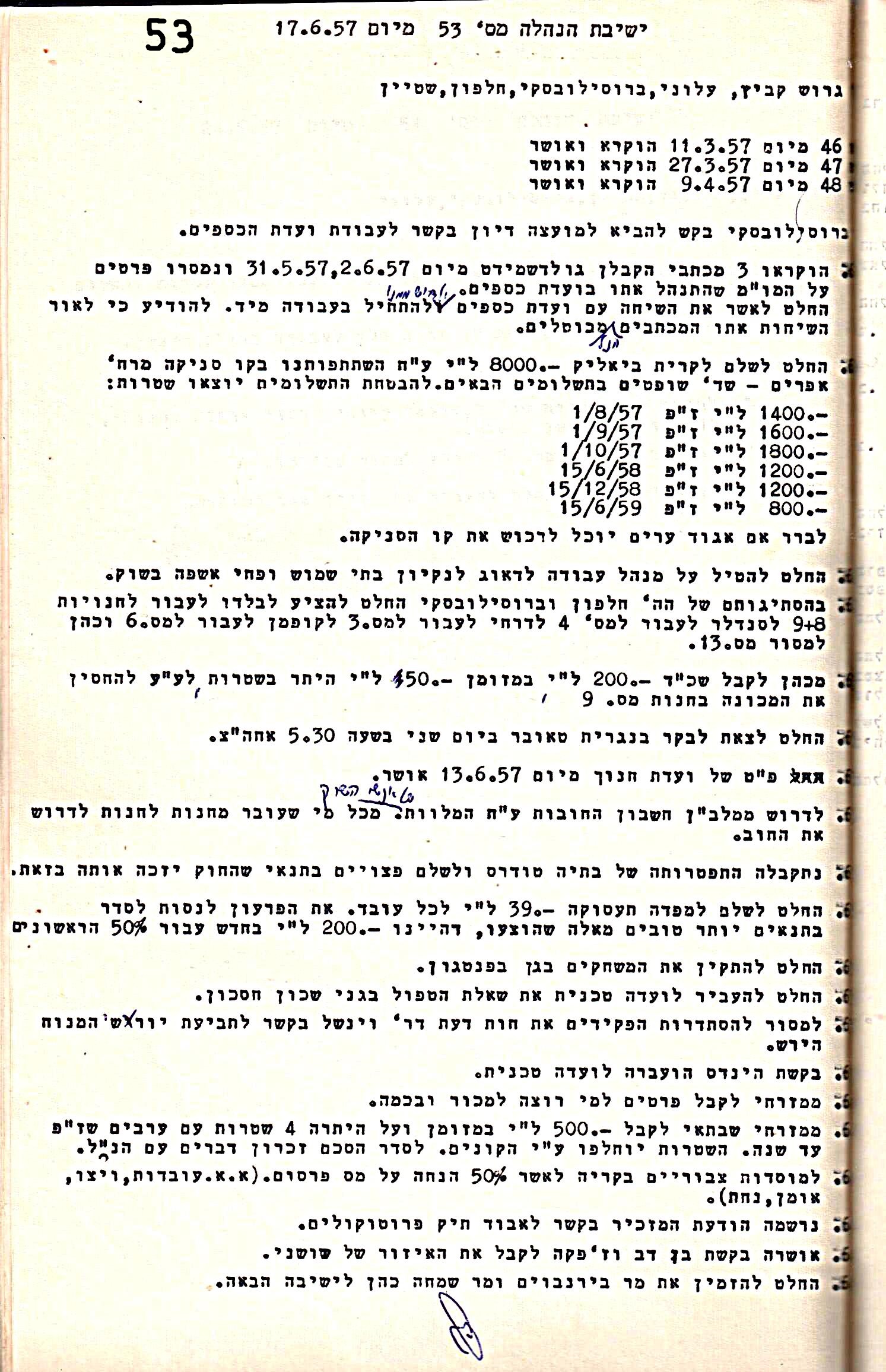 פרוטוקול 5 – הנהלה – 26.10.59 – 6.10.55 by riki deri - Illustrated by  מוזיאון בית גרושקביץ / כרך 5 - Ourboox.com