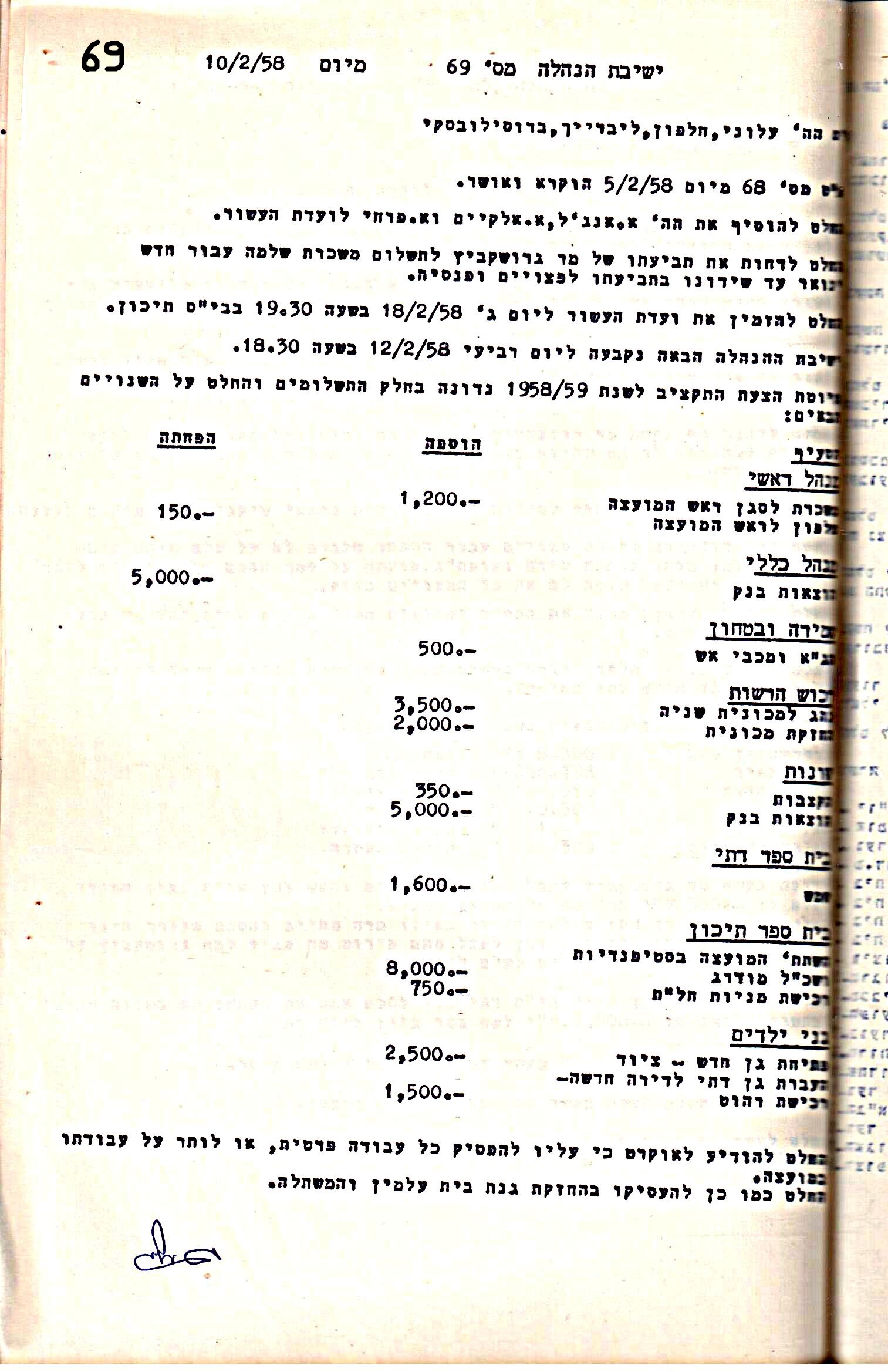פרוטוקול 5 – הנהלה – 26.10.59 – 6.10.55 by riki deri - Illustrated by  מוזיאון בית גרושקביץ / כרך 5 - Ourboox.com