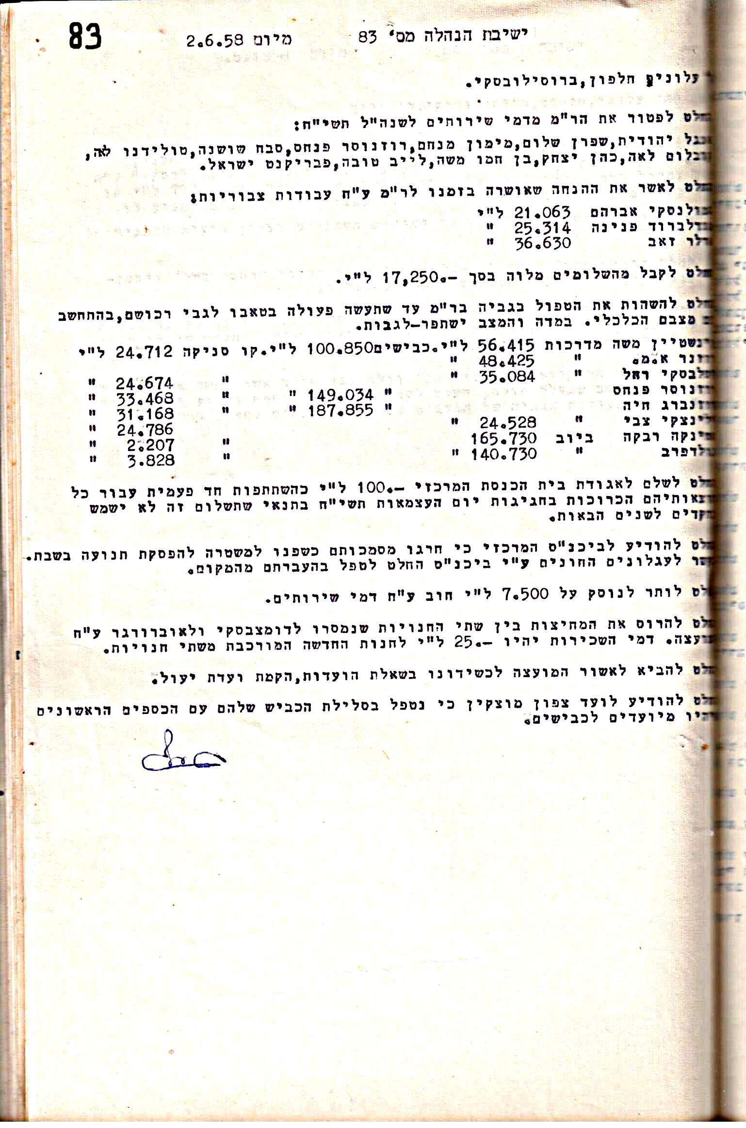 פרוטוקול 5 – הנהלה – 26.10.59 – 6.10.55 by riki deri - Illustrated by  מוזיאון בית גרושקביץ / כרך 5 - Ourboox.com