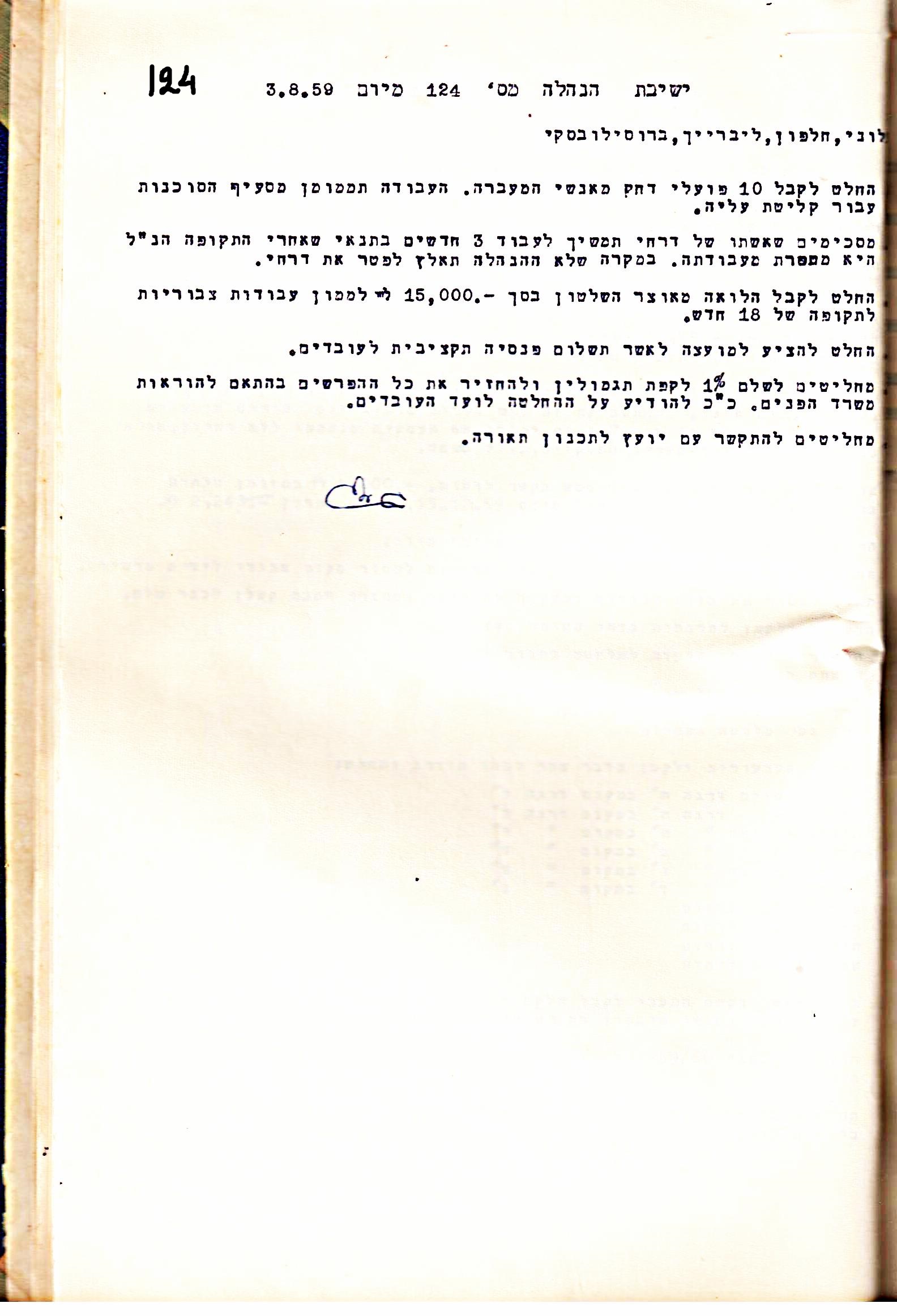 פרוטוקול 5 – הנהלה – 26.10.59 – 6.10.55 by riki deri - Illustrated by  מוזיאון בית גרושקביץ / כרך 5 - Ourboox.com