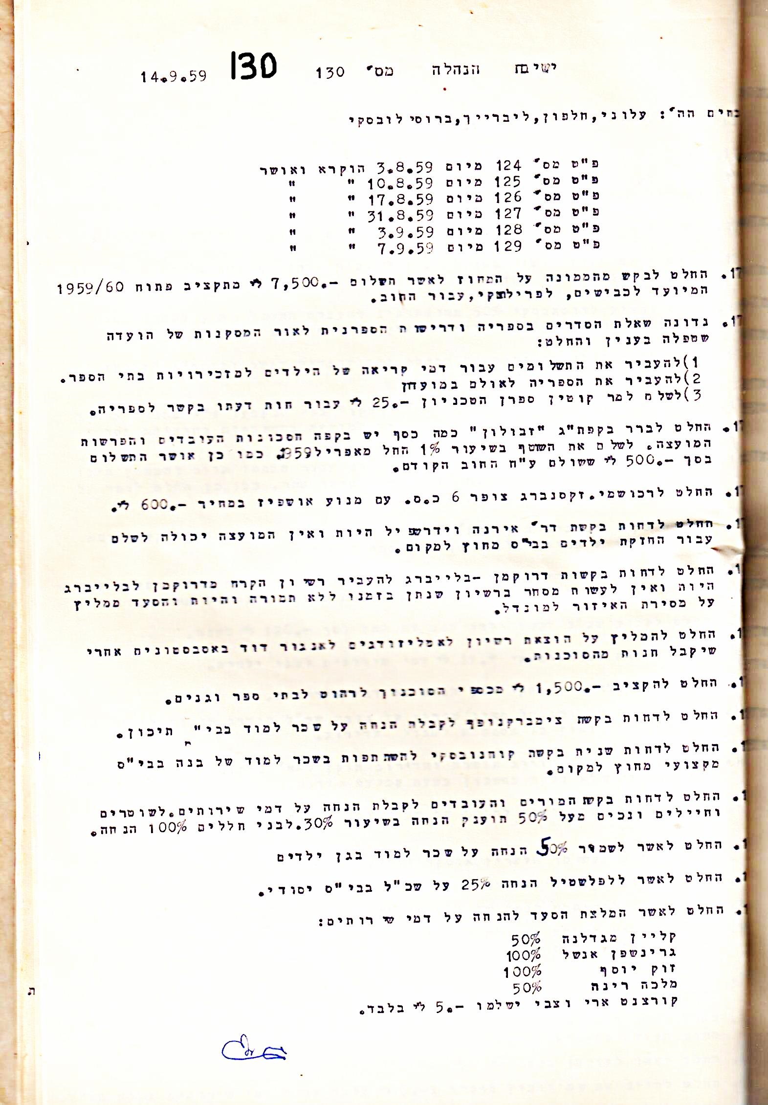 פרוטוקול 5 – הנהלה – 26.10.59 – 6.10.55 by riki deri - Illustrated by  מוזיאון בית גרושקביץ / כרך 5 - Ourboox.com