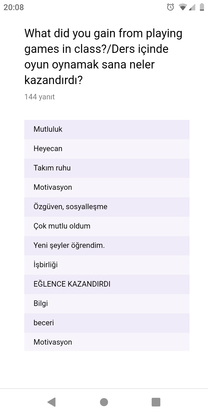 CHİLDREN GAMES OLIMPICS PROJECTS STUDENTS SURVEY RESULTS by Özlem Taş - Ourboox.com