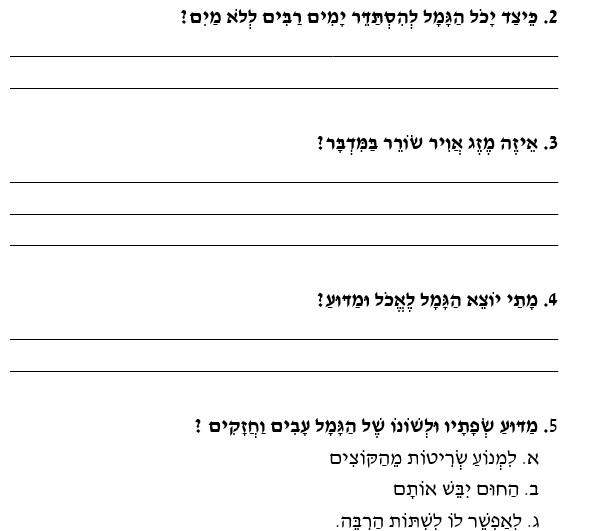 הַגָּמָל בְּבֵית גִּדּוּלוֹ הַמְּדַבֵּר by Shira Cohen - Illustrated by לא ידוע - Ourboox.com