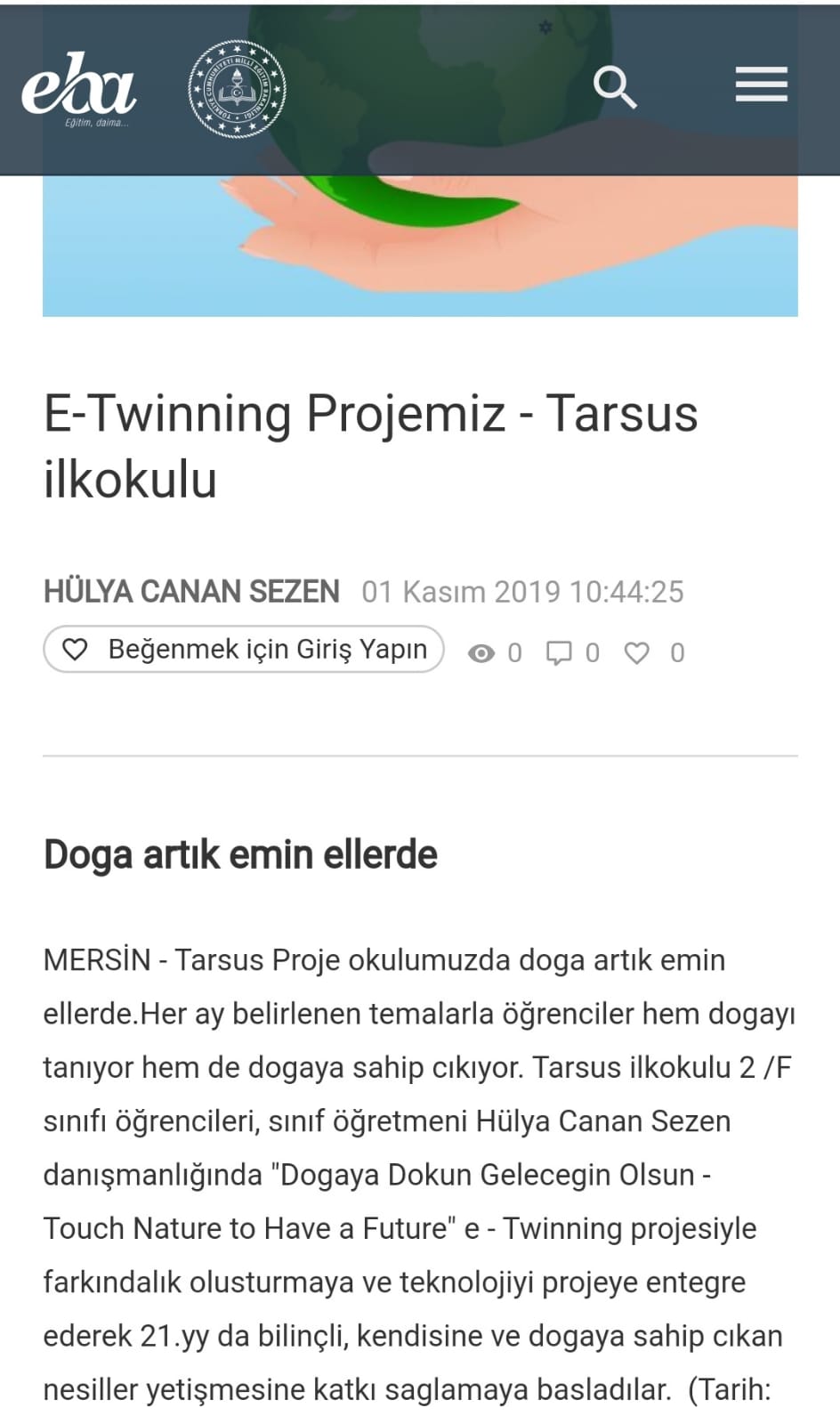 DOĞAYA DOKUN GELECEĞİN OLSUN EBA HABERLERİ by gülseven - Ourboox.com