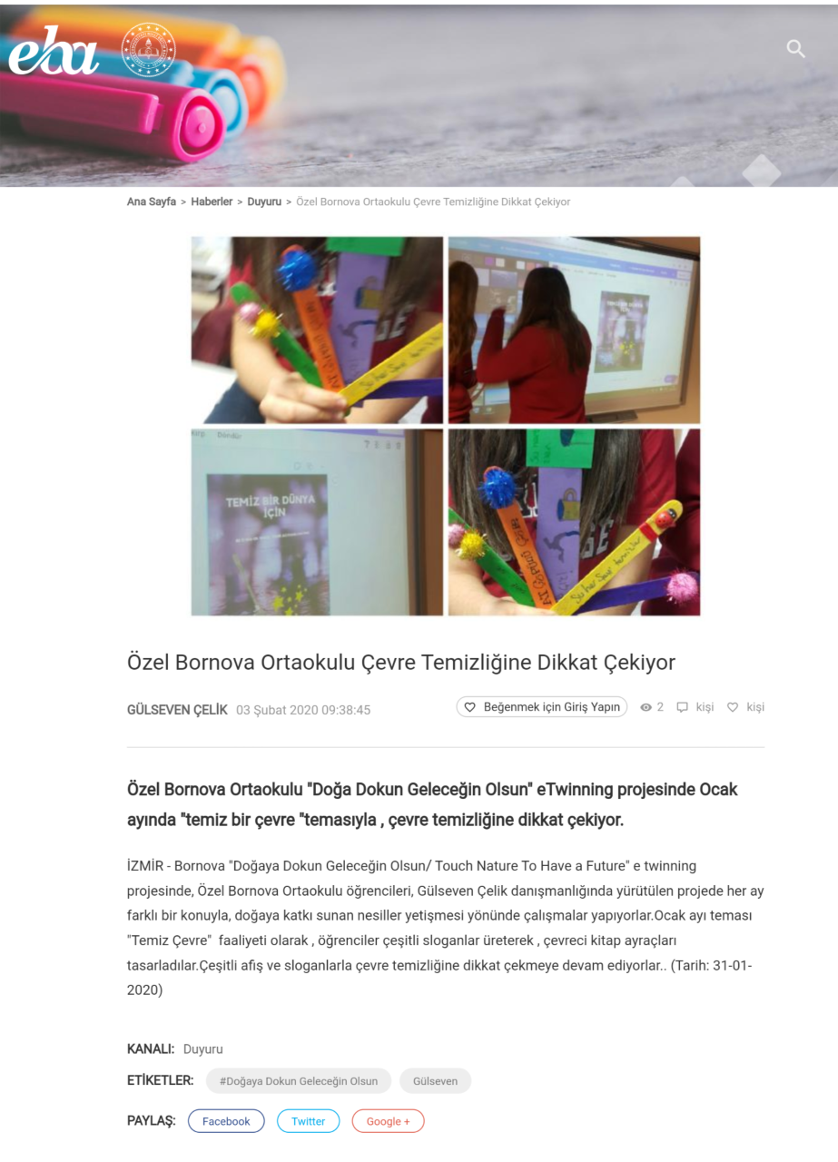 DOĞAYA DOKUN GELECEĞİN OLSUN EBA HABERLERİ by gülseven - Ourboox.com