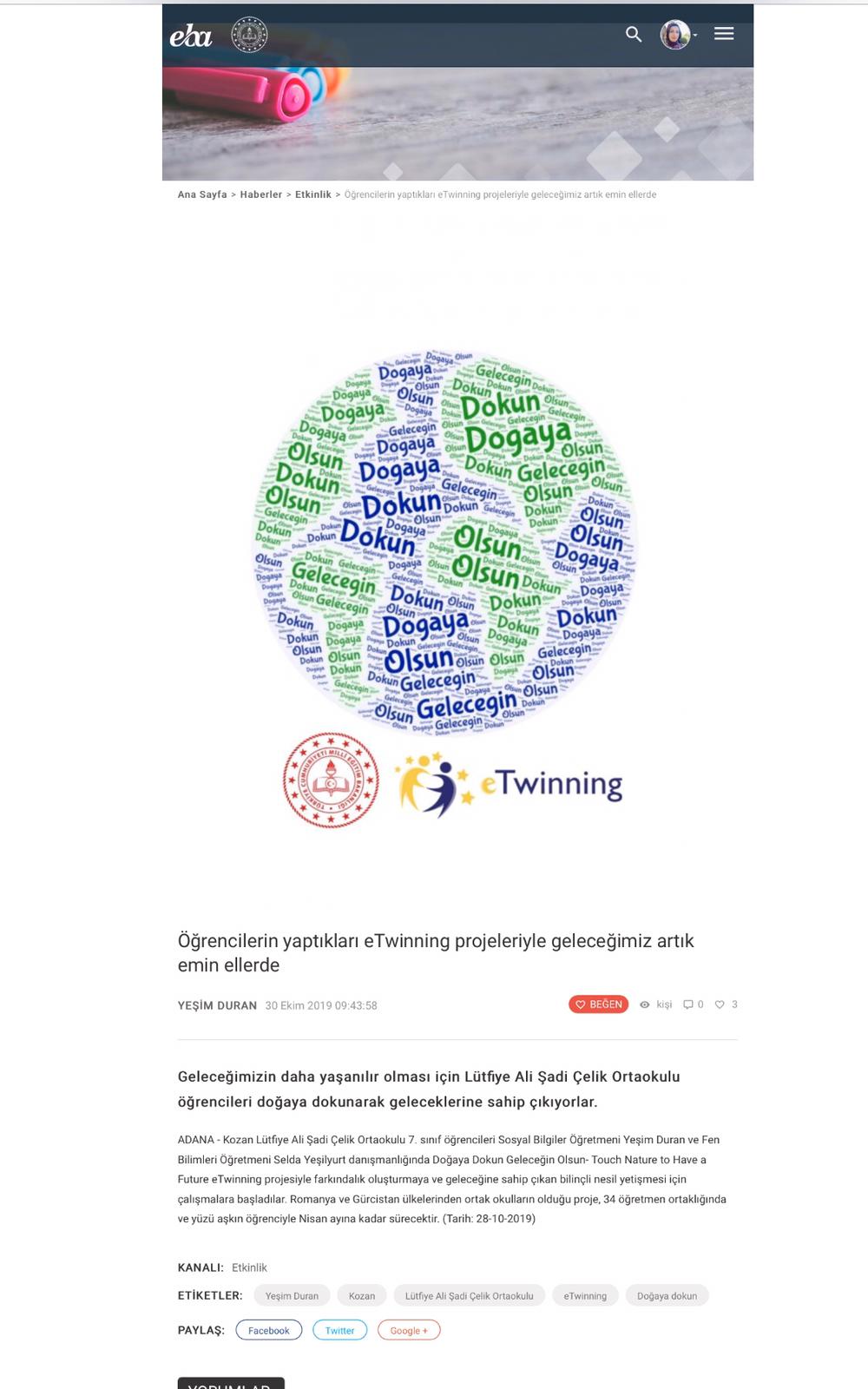 DOĞAYA DOKUN GELECEĞİN OLSUN EBA HABERLERİ by gülseven - Ourboox.com