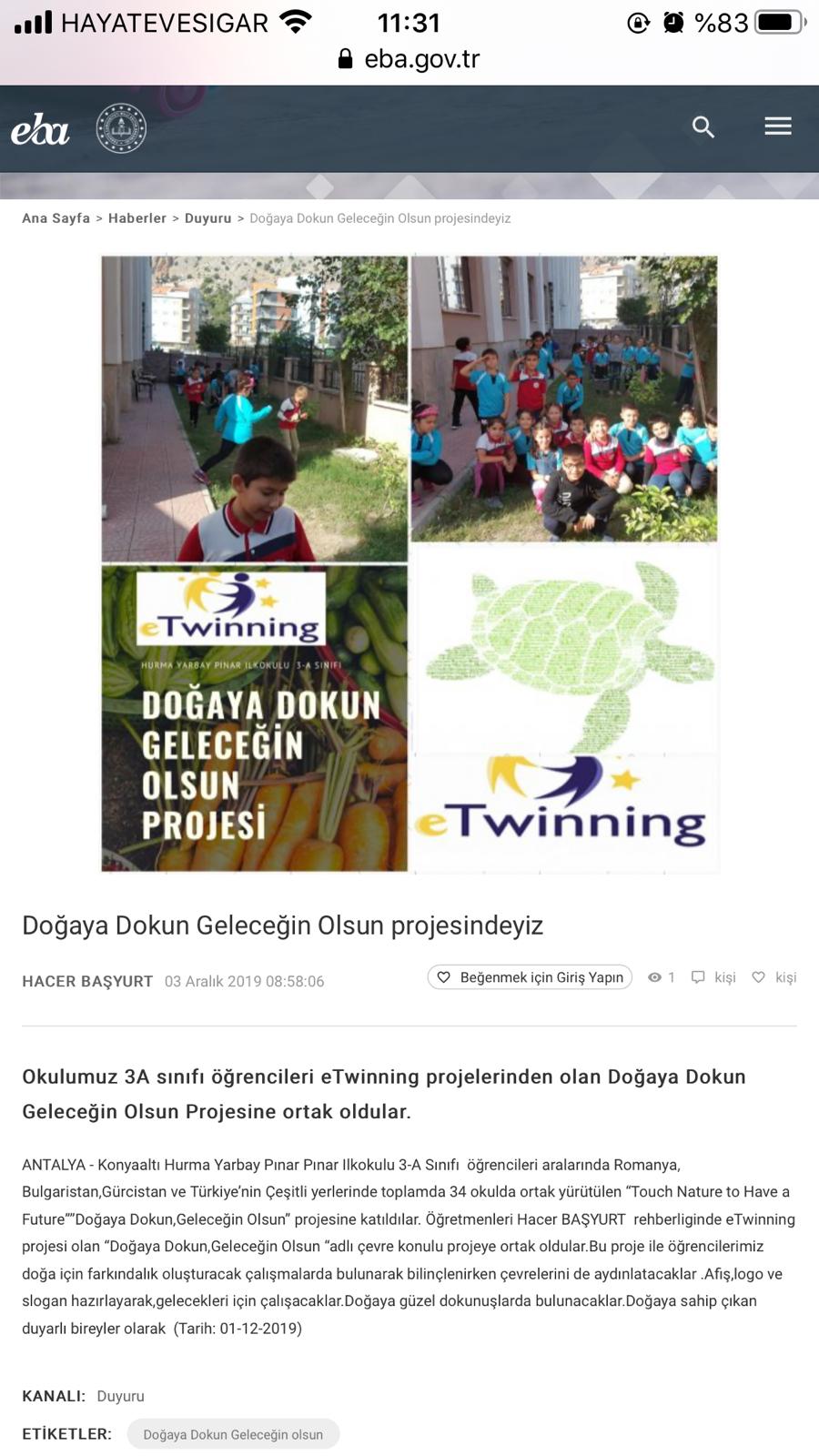 DOĞAYA DOKUN GELECEĞİN OLSUN EBA HABERLERİ by gülseven - Ourboox.com