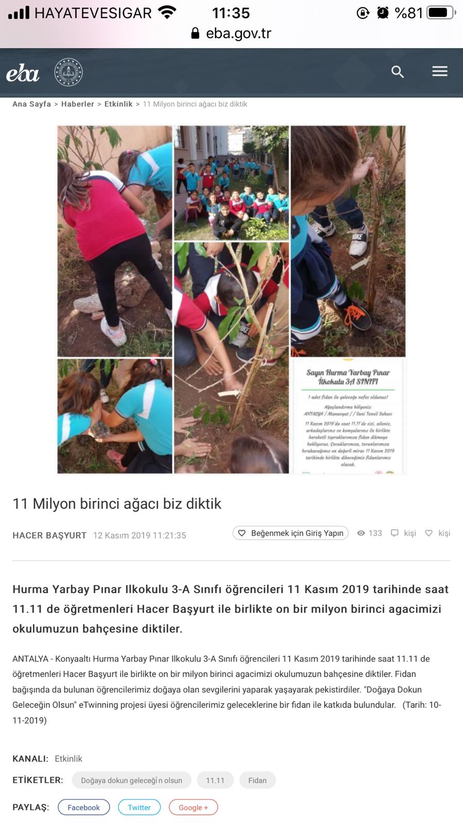 DOĞAYA DOKUN GELECEĞİN OLSUN EBA HABERLERİ by gülseven - Ourboox.com