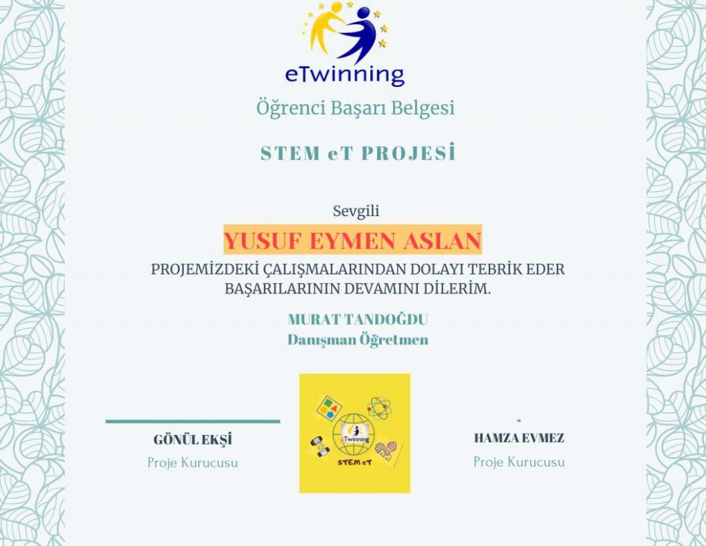 MURAT TANDOĞDU STEM ET ÖĞRENCİ SERTİFİKALARI by Murat - Ourboox.com