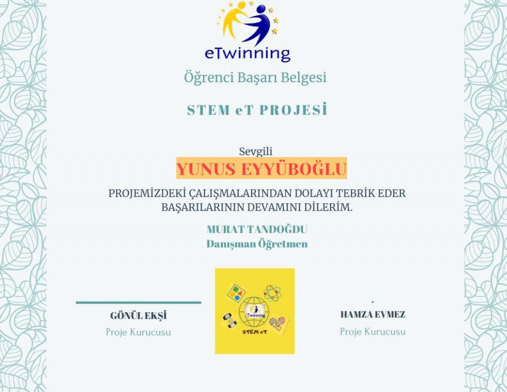 MURAT TANDOĞDU STEM ET ÖĞRENCİ SERTİFİKALARI by Murat - Ourboox.com