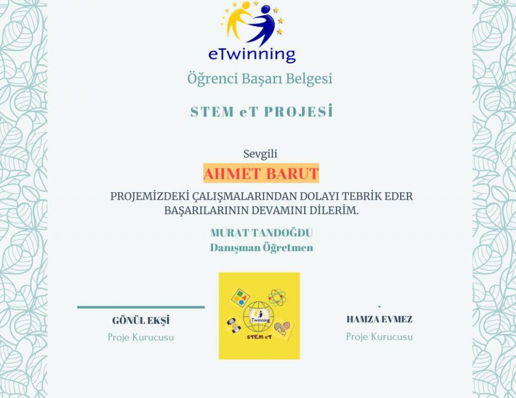 MURAT TANDOĞDU STEM ET ÖĞRENCİ SERTİFİKALARI by Murat - Ourboox.com