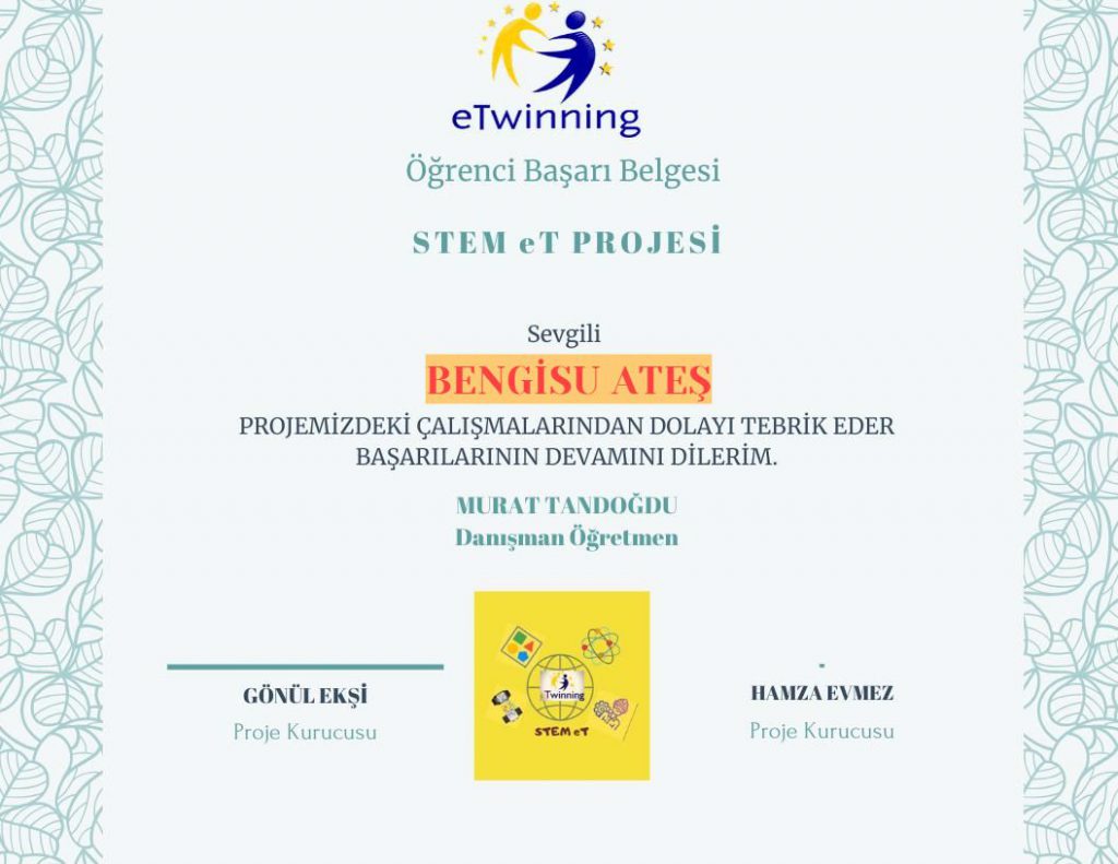 MURAT TANDOĞDU STEM ET ÖĞRENCİ SERTİFİKALARI by Murat - Ourboox.com