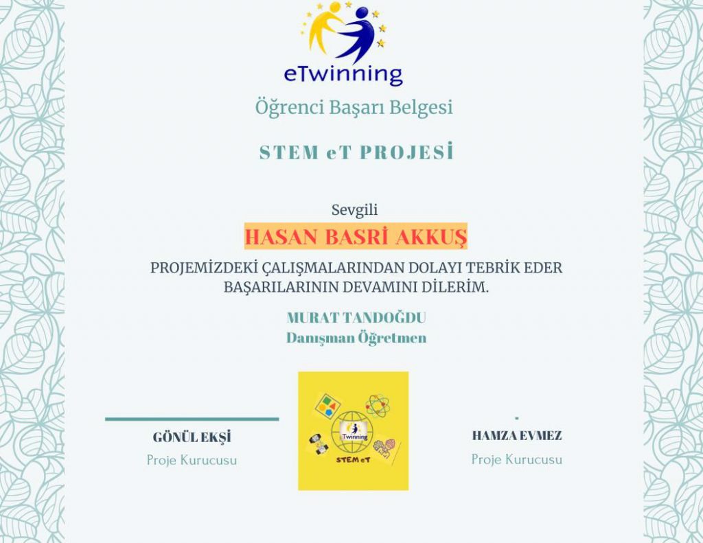 MURAT TANDOĞDU STEM ET ÖĞRENCİ SERTİFİKALARI by Murat - Ourboox.com