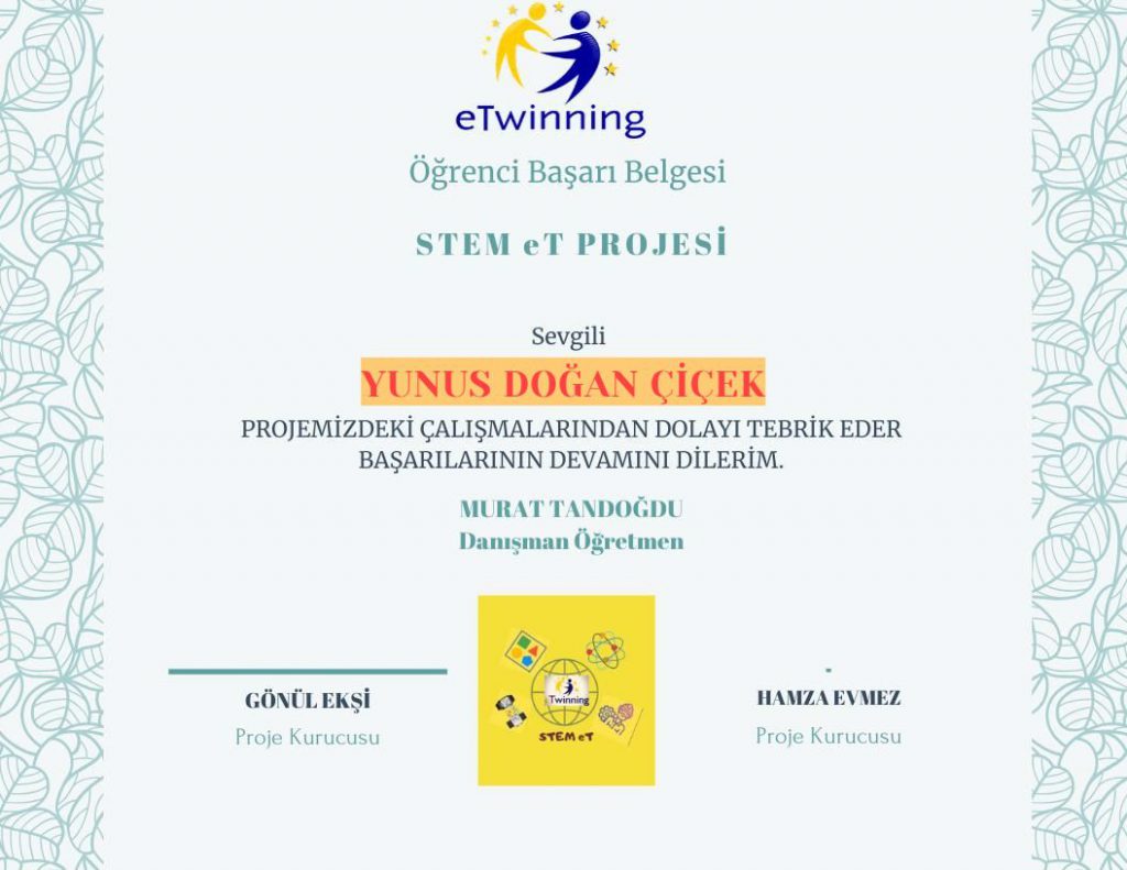 MURAT TANDOĞDU STEM ET ÖĞRENCİ SERTİFİKALARI by Murat - Ourboox.com