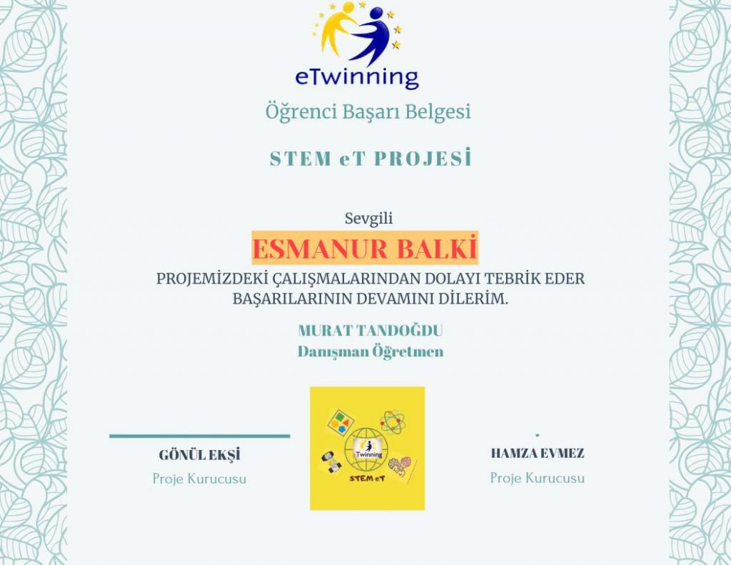 MURAT TANDOĞDU STEM ET ÖĞRENCİ SERTİFİKALARI by Murat - Ourboox.com