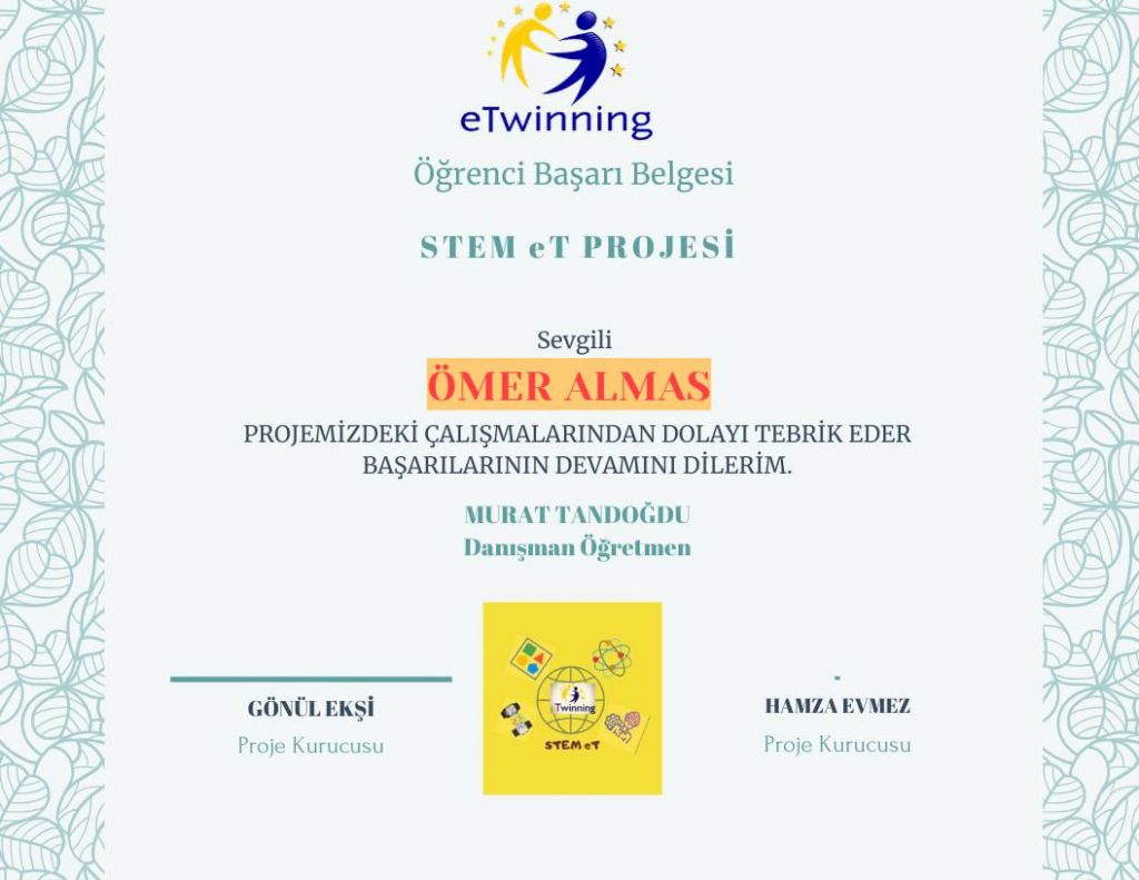 MURAT TANDOĞDU STEM ET ÖĞRENCİ SERTİFİKALARI by Murat - Ourboox.com