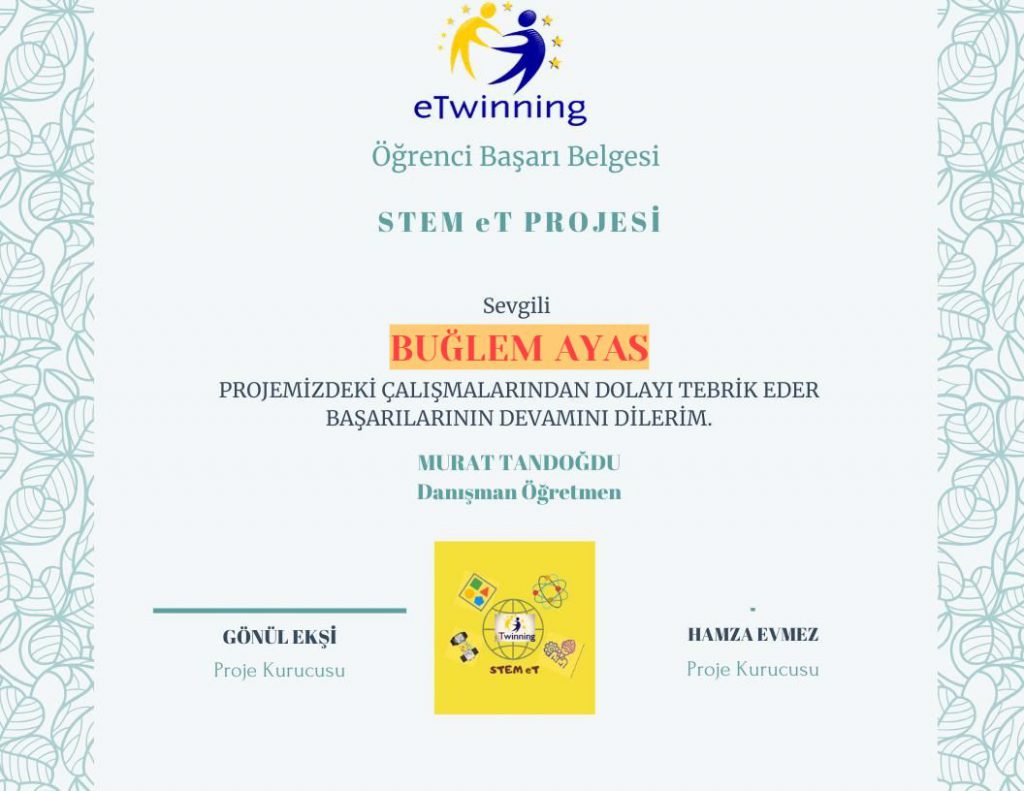 MURAT TANDOĞDU STEM ET ÖĞRENCİ SERTİFİKALARI by Murat - Ourboox.com