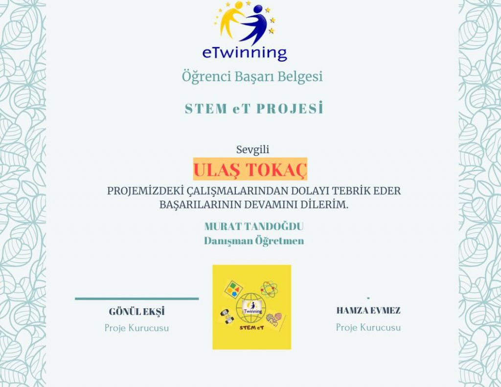 MURAT TANDOĞDU STEM ET ÖĞRENCİ SERTİFİKALARI by Murat - Ourboox.com