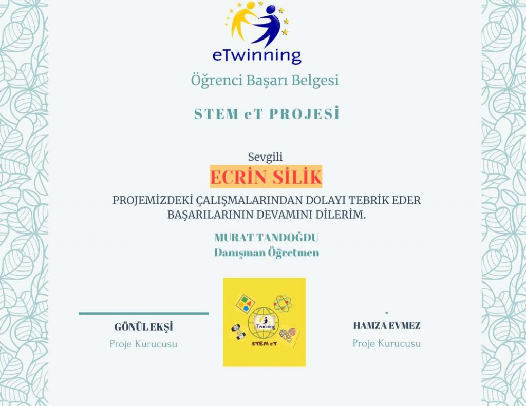 MURAT TANDOĞDU STEM ET ÖĞRENCİ SERTİFİKALARI by Murat - Ourboox.com