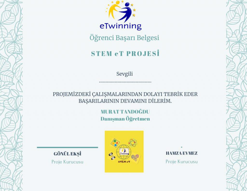 MURAT TANDOĞDU STEM ET ÖĞRENCİ SERTİFİKALARI by Murat - Ourboox.com