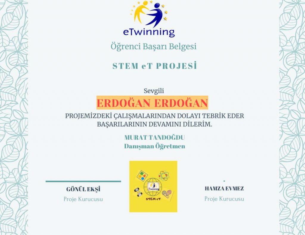 MURAT TANDOĞDU STEM ET ÖĞRENCİ SERTİFİKALARI by Murat - Ourboox.com