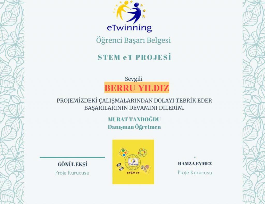 MURAT TANDOĞDU STEM ET ÖĞRENCİ SERTİFİKALARI by Murat - Ourboox.com