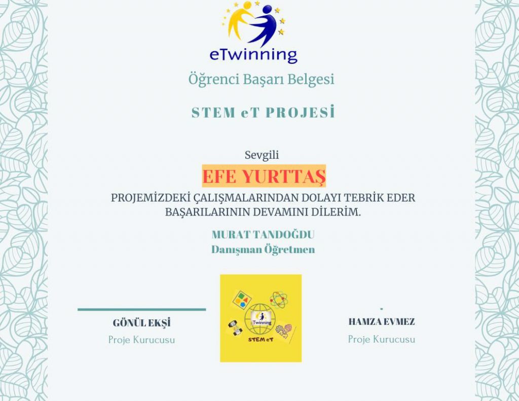 MURAT TANDOĞDU STEM ET ÖĞRENCİ SERTİFİKALARI by Murat - Ourboox.com