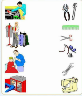 أربط الأدوات بالمهنة التي تناسبها.