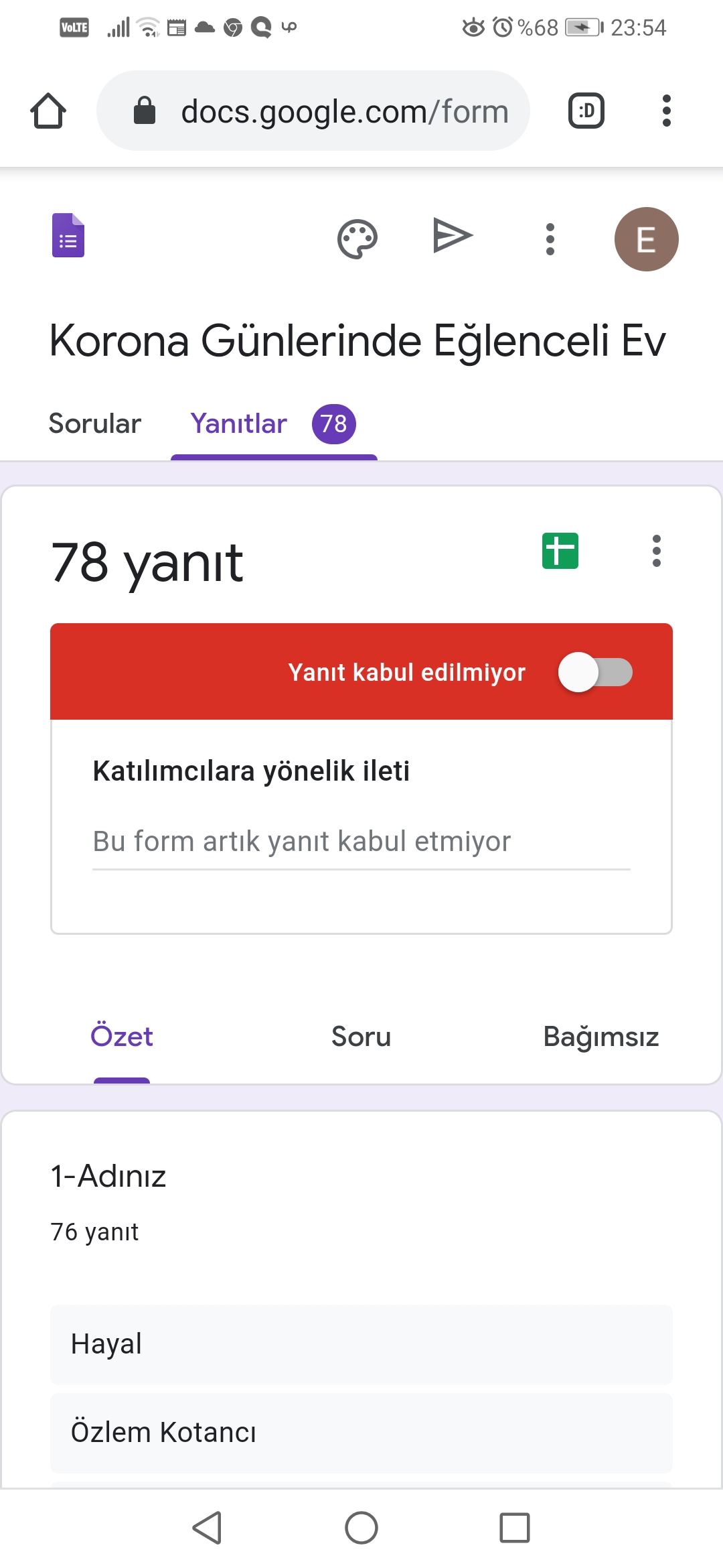 Korona Günlerinde Eğlenceli Ev Okulu Veli Değerlendirme Anketi by esma - Ourboox.com