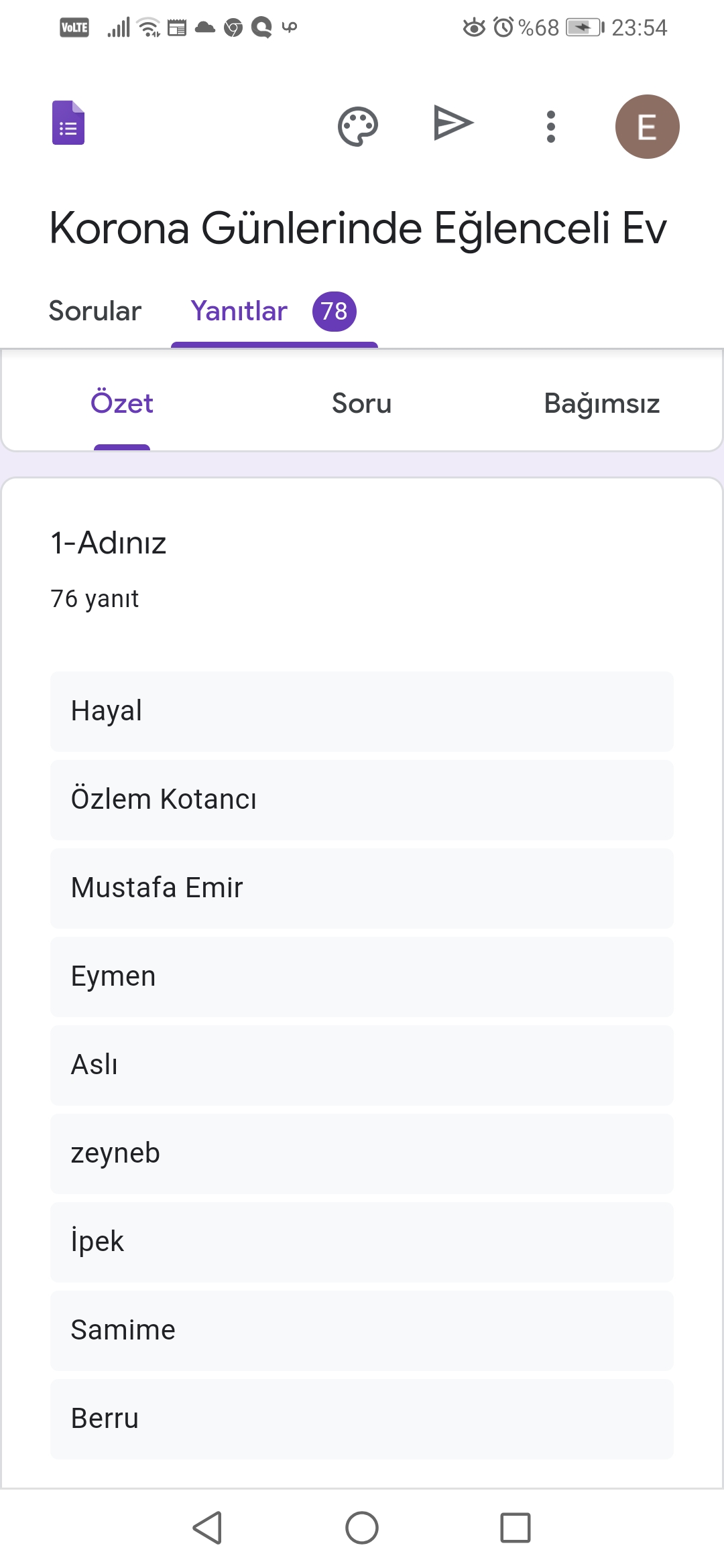 Korona Günlerinde Eğlenceli Ev Okulu Veli Değerlendirme Anketi by esma - Ourboox.com