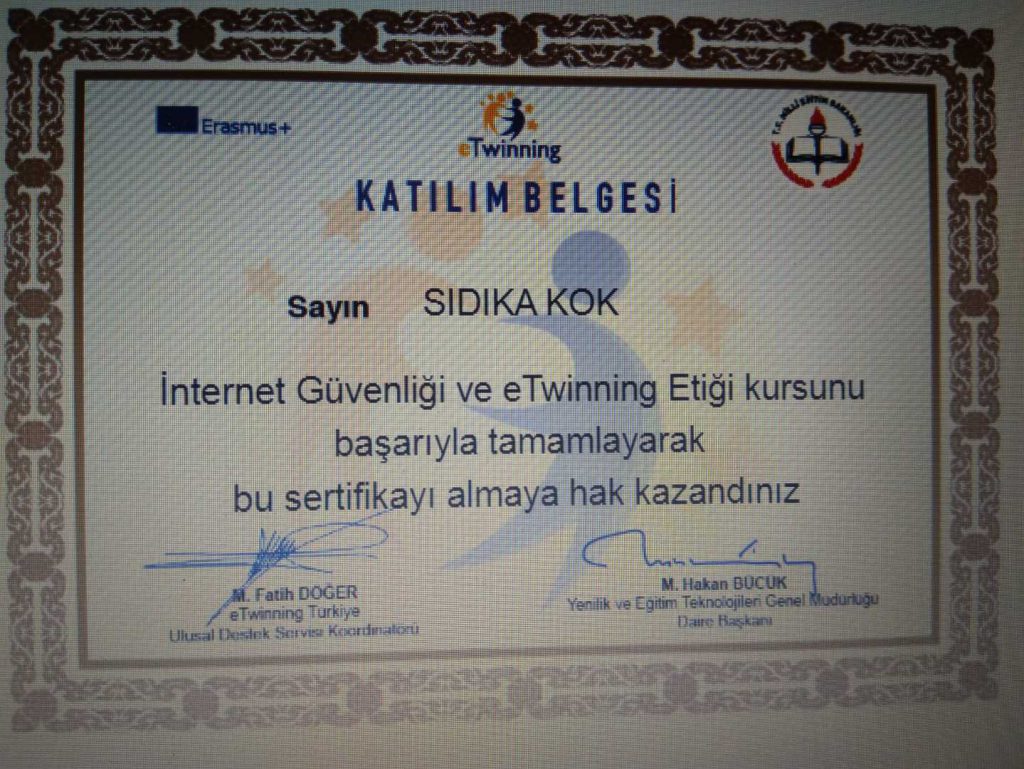 GÜVENLİ İNTERNET VE eTWİNNİNG ETİĞİ KURSU SERTİFİKALARIMIZ by Fadime Yılmaz - Illustrated by AZ ATTIK DOĞAYA KATTIK PROJE EKİBİ - Ourboox.com