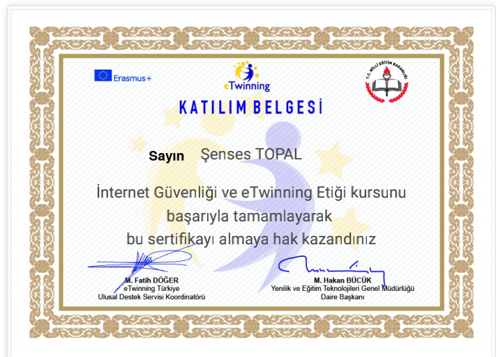 GÜVENLİ İNTERNET VE eTWİNNİNG ETİĞİ KURSU SERTİFİKALARIMIZ by Fadime Yılmaz - Illustrated by AZ ATTIK DOĞAYA KATTIK PROJE EKİBİ - Ourboox.com