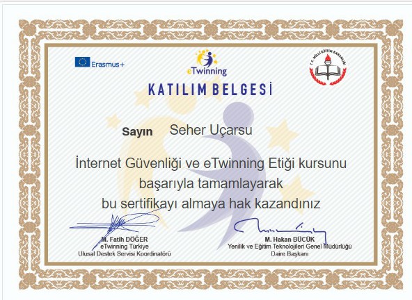 GÜVENLİ İNTERNET VE eTWİNNİNG ETİĞİ KURSU SERTİFİKALARIMIZ by Fadime Yılmaz - Illustrated by AZ ATTIK DOĞAYA KATTIK PROJE EKİBİ - Ourboox.com