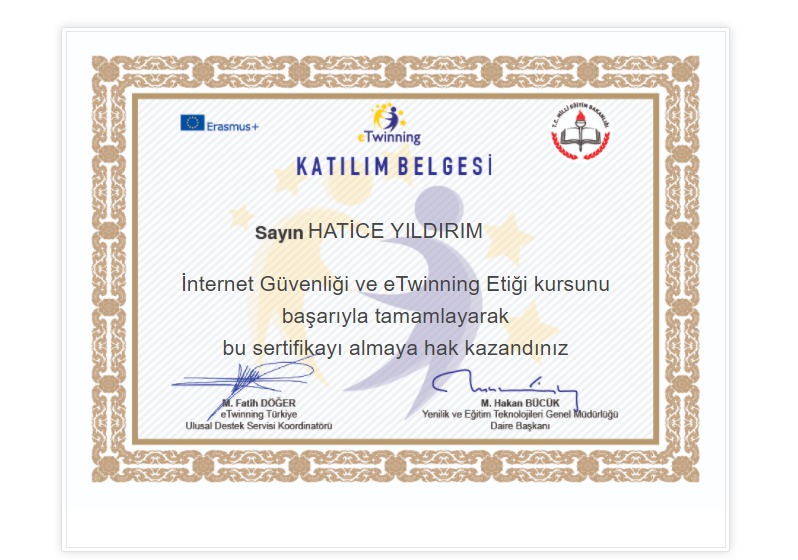 GÜVENLİ İNTERNET VE eTWİNNİNG ETİĞİ KURSU SERTİFİKALARIMIZ by Fadime Yılmaz - Illustrated by AZ ATTIK DOĞAYA KATTIK PROJE EKİBİ - Ourboox.com